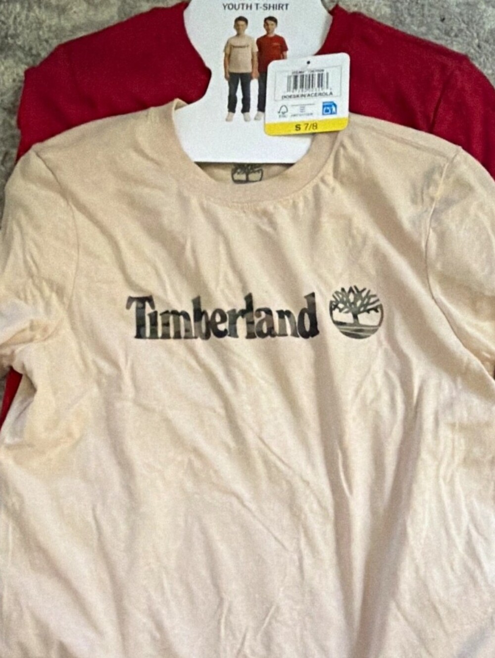 Timberland Boys 2-Pack Logo T-Shirts Beige/Red Short Sleeve